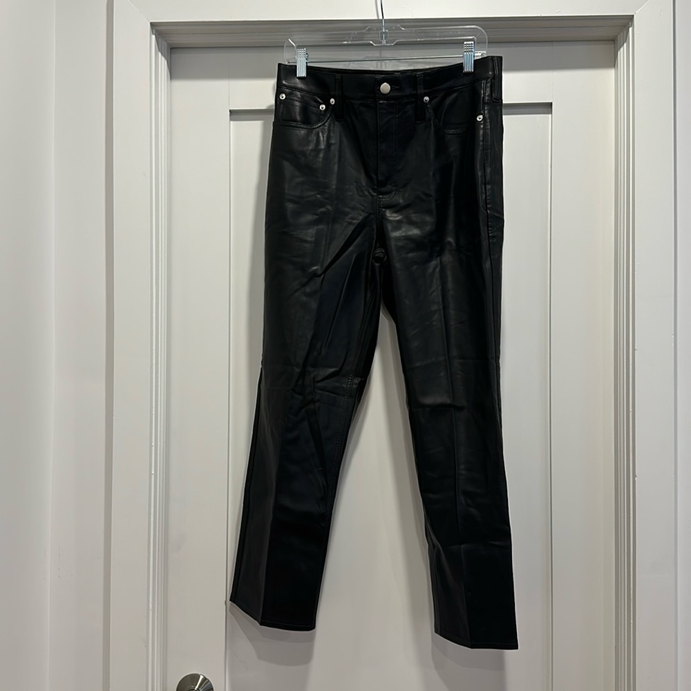 J.Crew High-Rise ‘90s Classic Straight Vegan Leather Pants - Black